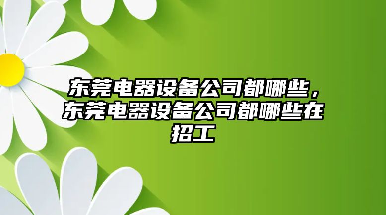 東莞電器設備公司都哪些，東莞電器設備公司都哪些在招工