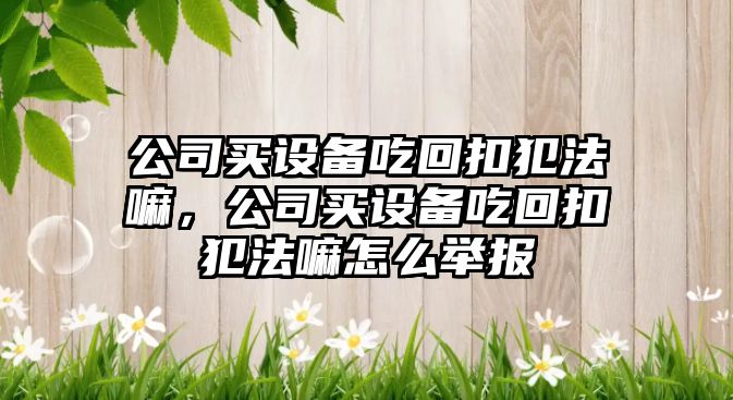 公司買(mǎi)設備吃回扣犯法嘛，公司買(mǎi)設備吃回扣犯法嘛怎么舉報