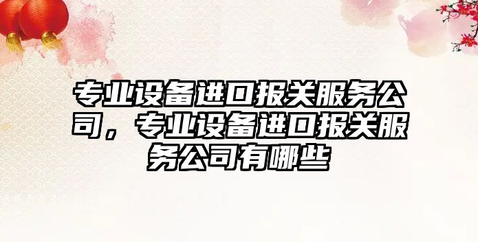 專(zhuān)業(yè)設備進(jìn)口報關(guān)服務(wù)公司，專(zhuān)業(yè)設備進(jìn)口報關(guān)服務(wù)公司有哪些