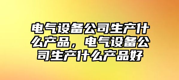 電氣設備公司生產(chǎn)什么產(chǎn)品，電氣設備公司生產(chǎn)什么產(chǎn)品好