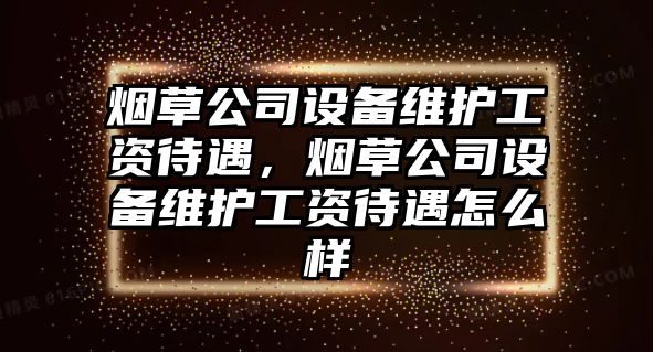 煙草公司設備維護工資待遇，煙草公司設備維護工資待遇怎么樣