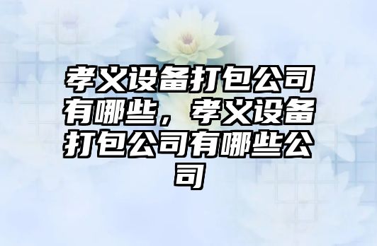 孝義設備打包公司有哪些，孝義設備打包公司有哪些公司