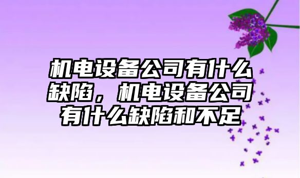 機電設備公司有什么缺陷，機電設備公司有什么缺陷和不足