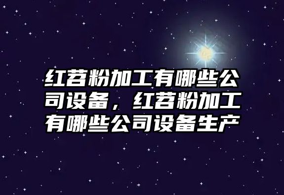 紅苕粉加工有哪些公司設備，紅苕粉加工有哪些公司設備生產(chǎn)