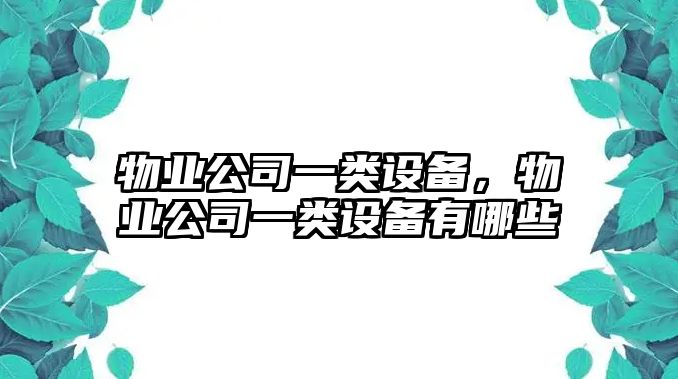 物業(yè)公司一類(lèi)設備，物業(yè)公司一類(lèi)設備有哪些
