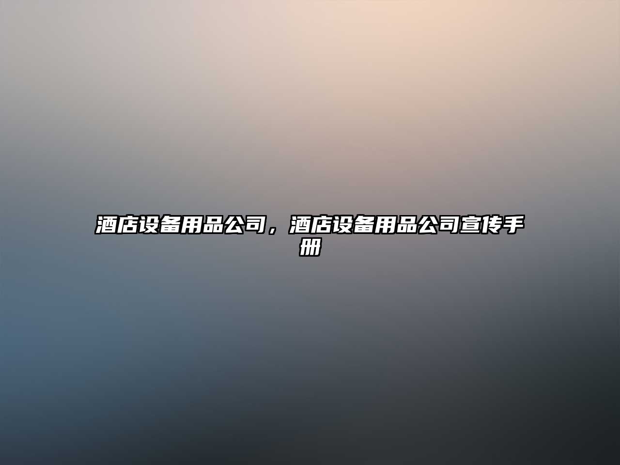 酒店設備用品公司，酒店設備用品公司宣傳手冊