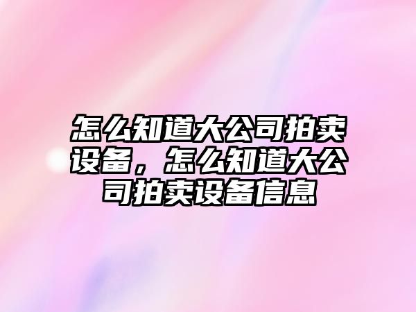 怎么知道大公司拍賣(mài)設備，怎么知道大公司拍賣(mài)設備信息