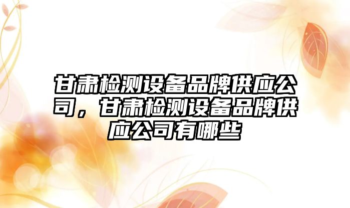 甘肅檢測設備品牌供應公司，甘肅檢測設備品牌供應公司有哪些