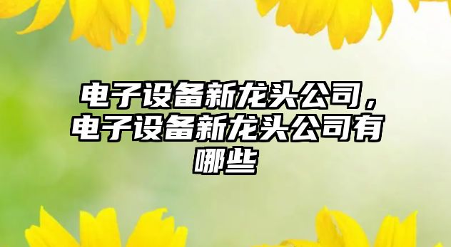 電子設備新龍頭公司，電子設備新龍頭公司有哪些