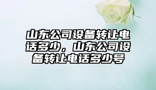 山東公司設備轉讓電話(huà)多少，山東公司設備轉讓電話(huà)多少號
