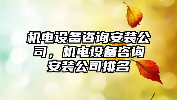 機電設備咨詢(xún)安裝公司，機電設備咨詢(xún)安裝公司排名