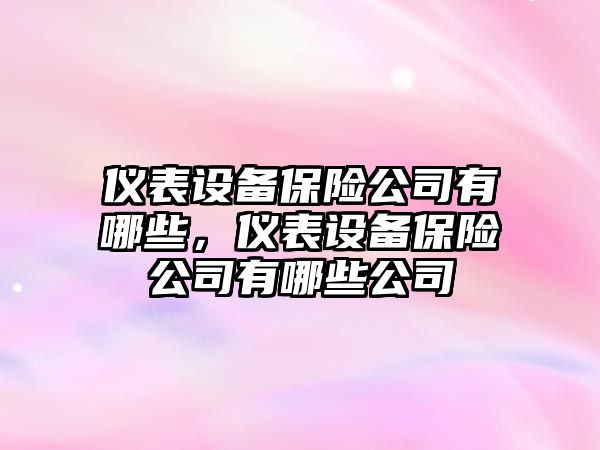 儀表設備保險公司有哪些，儀表設備保險公司有哪些公司