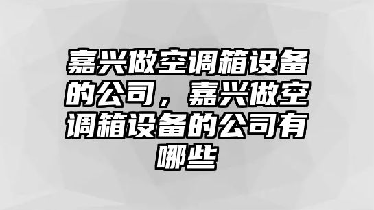 嘉興做空調箱設備的公司，嘉興做空調箱設備的公司有哪些