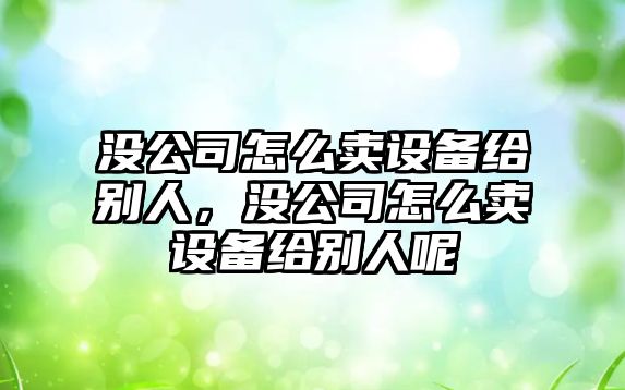 沒(méi)公司怎么賣(mài)設備給別人，沒(méi)公司怎么賣(mài)設備給別人呢