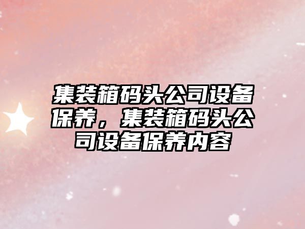 集裝箱碼頭公司設備保養，集裝箱碼頭公司設備保養內容