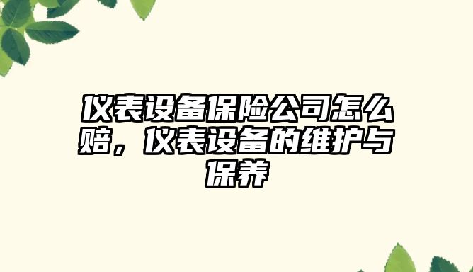 儀表設備保險公司怎么賠，儀表設備的維護與保養