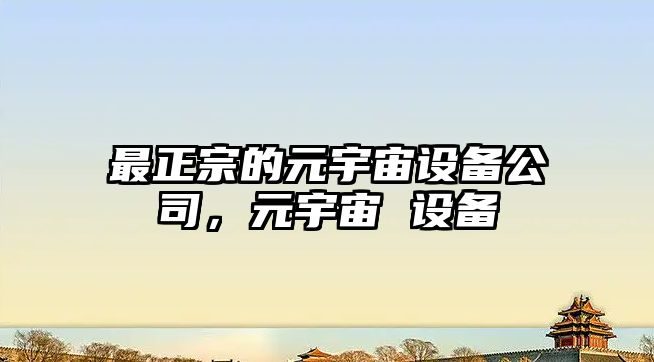 最正宗的元宇宙設備公司，元宇宙 設備