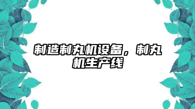 制造制丸機設備，制丸機生產(chǎn)線(xiàn)