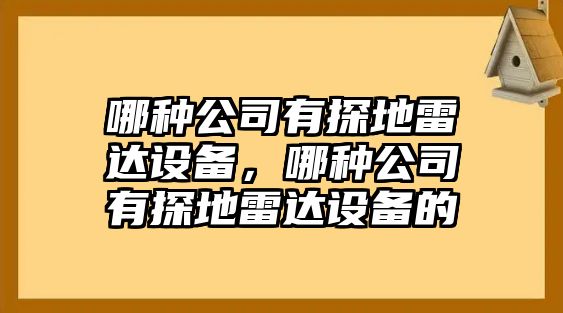 哪種公司有探地雷達設備，哪種公司有探地雷達設備的
