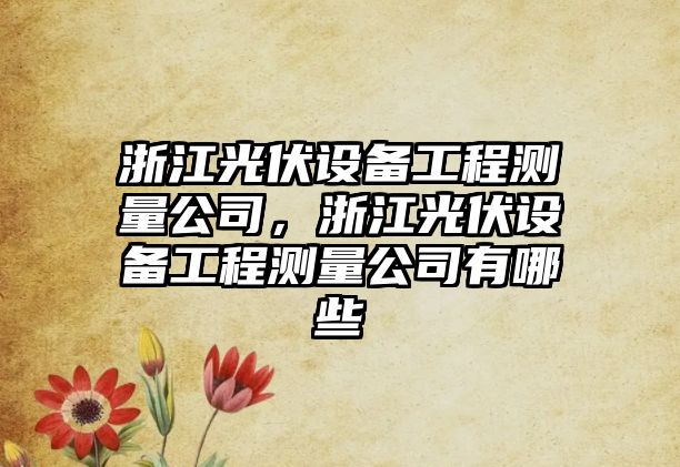 浙江光伏設備工程測量公司，浙江光伏設備工程測量公司有哪些