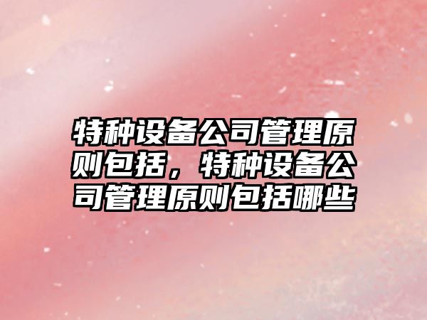 特種設備公司管理原則包括，特種設備公司管理原則包括哪些