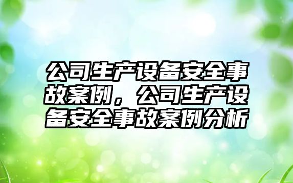 公司生產(chǎn)設備安全事故案例，公司生產(chǎn)設備安全事故案例分析