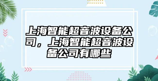 上海智能超音波設備公司，上海智能超音波設備公司有哪些