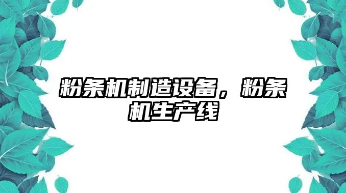 粉條機制造設備，粉條機生產(chǎn)線(xiàn)