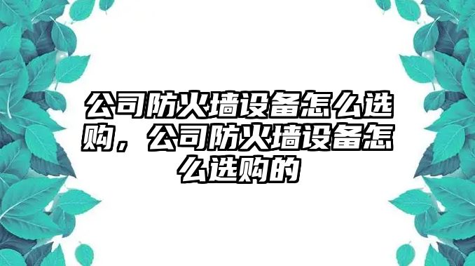 公司防火墻設備怎么選購，公司防火墻設備怎么選購的