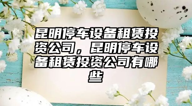 昆明停車(chē)設備租賃投資公司，昆明停車(chē)設備租賃投資公司有哪些