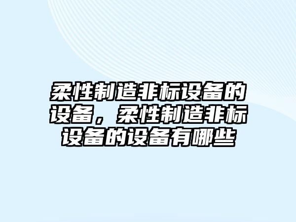 柔性制造非標設備的設備，柔性制造非標設備的設備有哪些