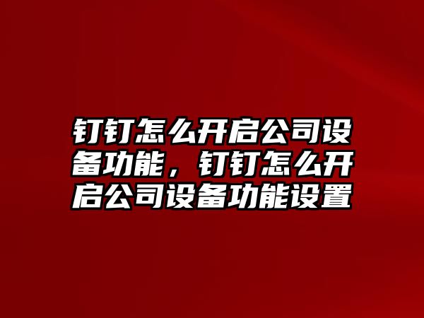 釘釘怎么開(kāi)啟公司設備功能，釘釘怎么開(kāi)啟公司設備功能設置