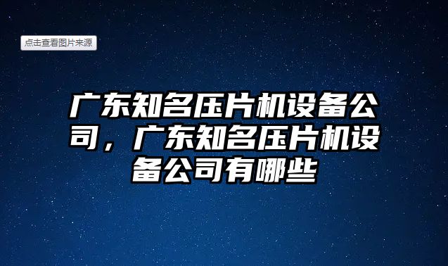 廣東知名壓片機設備公司，廣東知名壓片機設備公司有哪些