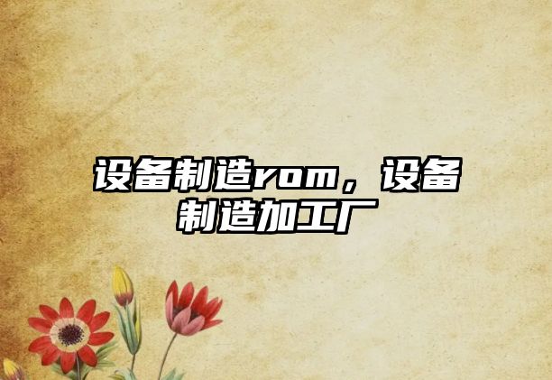 設備制造rom，設備制造加工廠(chǎng)