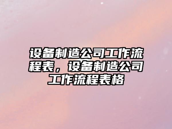 設備制造公司工作流程表，設備制造公司工作流程表格
