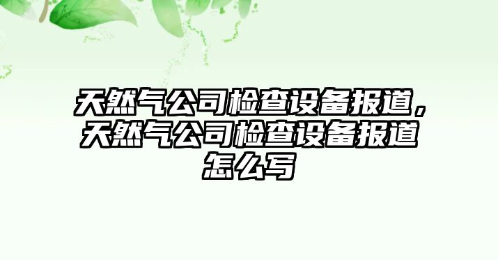 天然氣公司檢查設備報道，天然氣公司檢查設備報道怎么寫(xiě)