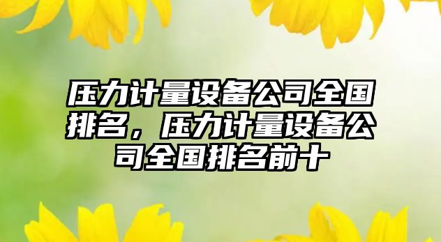 壓力計量設備公司全國排名，壓力計量設備公司全國排名前十