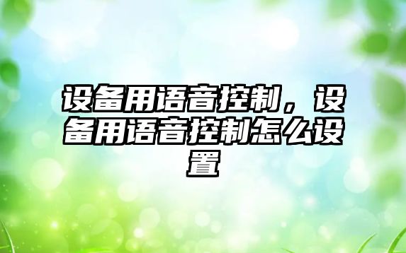 設備用語(yǔ)音控制，設備用語(yǔ)音控制怎么設置