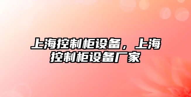 上?？刂乒裨O備，上?？刂乒裨O備廠(chǎng)家