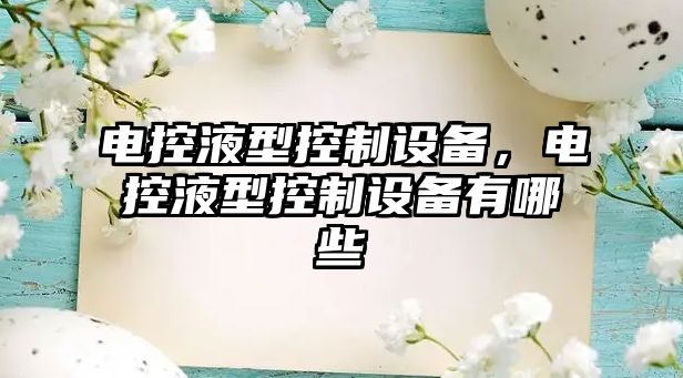 電控液型控制設備，電控液型控制設備有哪些