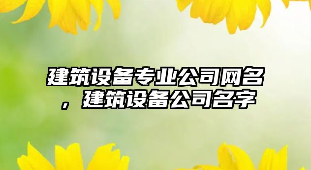 建筑設備專(zhuān)業(yè)公司網(wǎng)名，建筑設備公司名字