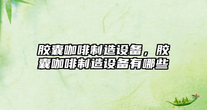 膠囊咖啡制造設備，膠囊咖啡制造設備有哪些