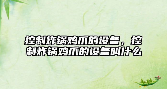 控制炸鍋雞爪的設備，控制炸鍋雞爪的設備叫什么