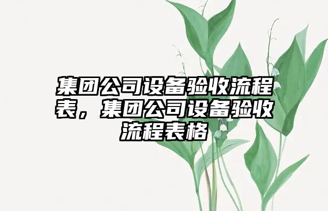 集團公司設備驗收流程表，集團公司設備驗收流程表格