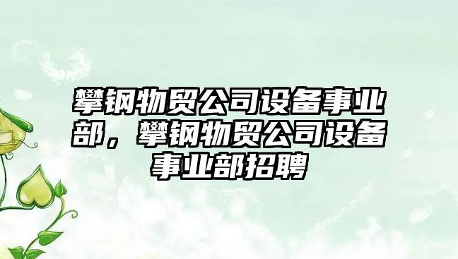 攀鋼物貿公司設備事業(yè)部，攀鋼物貿公司設備事業(yè)部招聘