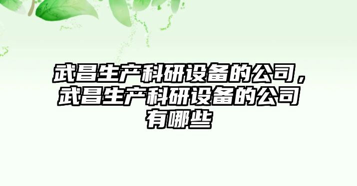 武昌生產(chǎn)科研設備的公司，武昌生產(chǎn)科研設備的公司有哪些