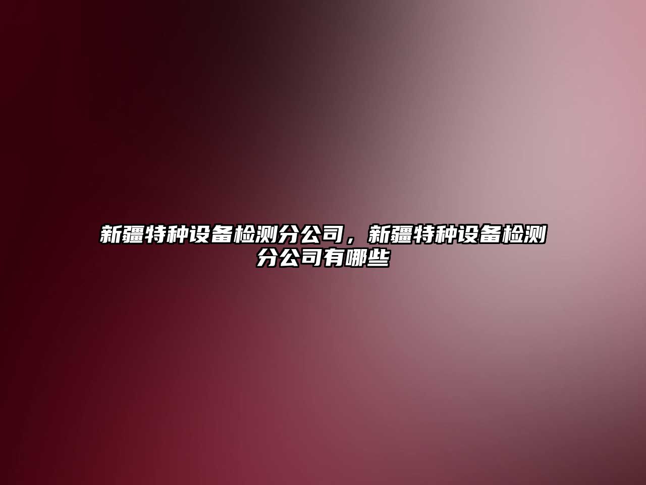 新疆特種設備檢測分公司，新疆特種設備檢測分公司有哪些