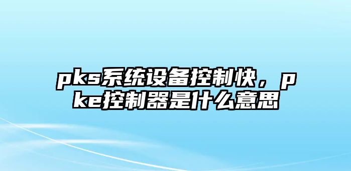 pks系統設備控制快，pke控制器是什么意思