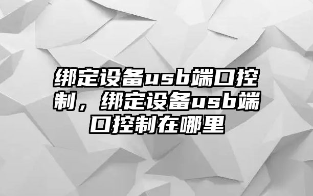 綁定設備usb端口控制，綁定設備usb端口控制在哪里