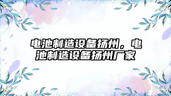 電池制造設備揚州，電池制造設備揚州廠(chǎng)家
